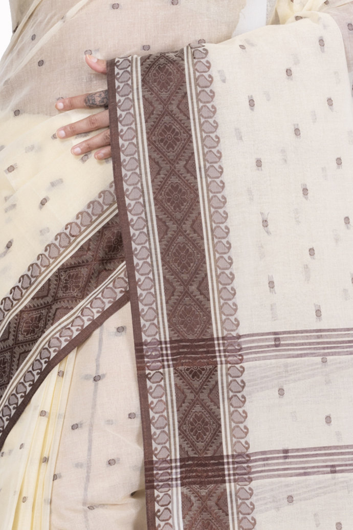 Brown Pure Cotton Boysko_Tant Tant Saree (844)